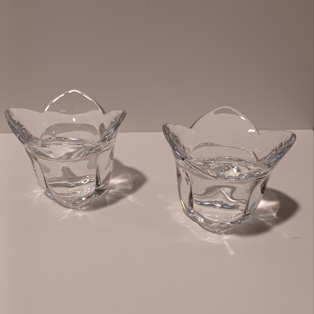 EUC Vintage PartyLite 24% Lead Crystal Votive Candle Holders - Set of 2